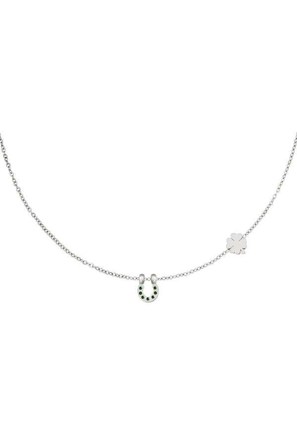 Necklace with horseshoe and clover