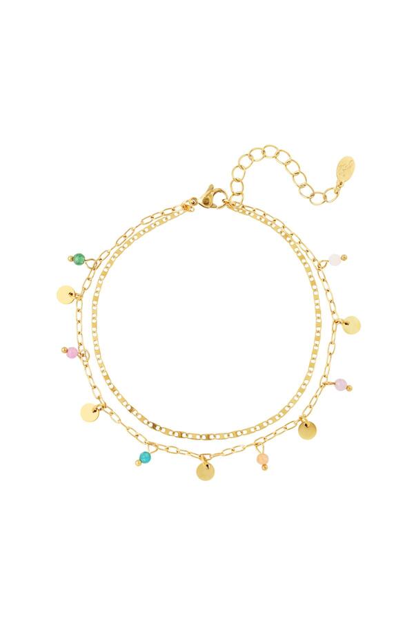 Anklet double chain with charms