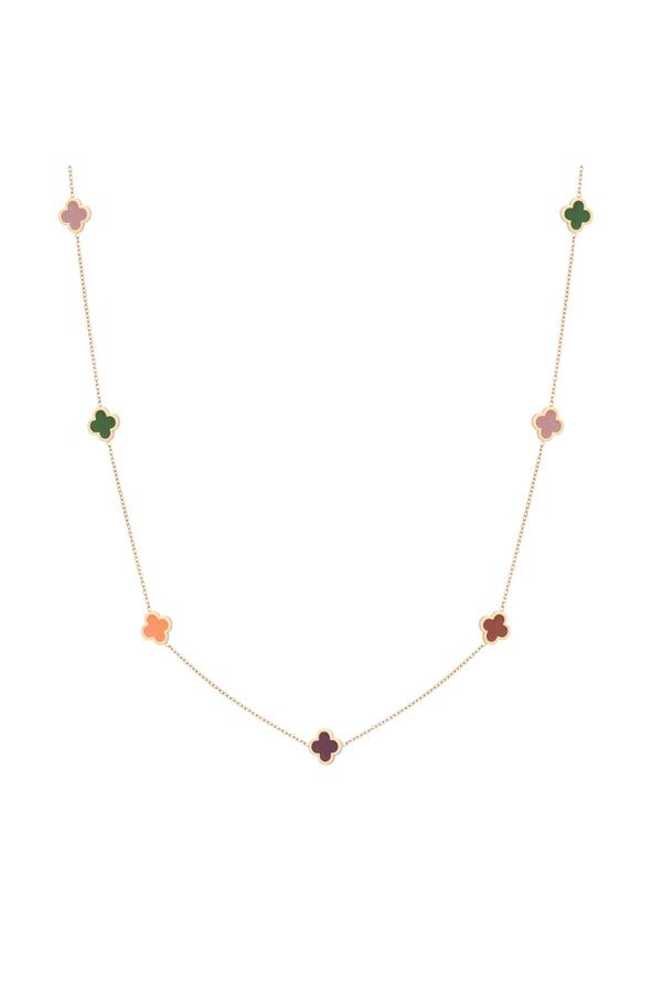 Long necklace with colored clovers