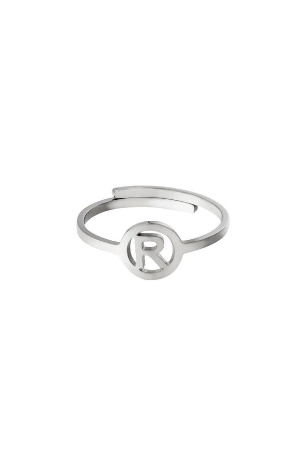 Stainless steel ring initial R