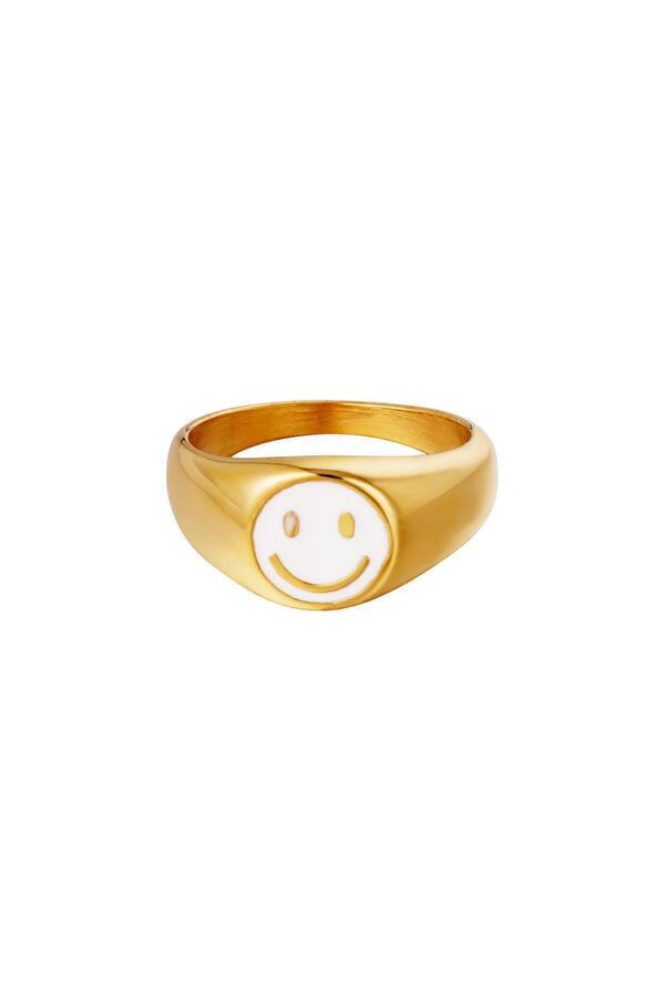 Stainless Steel Smiley Rings Colorful