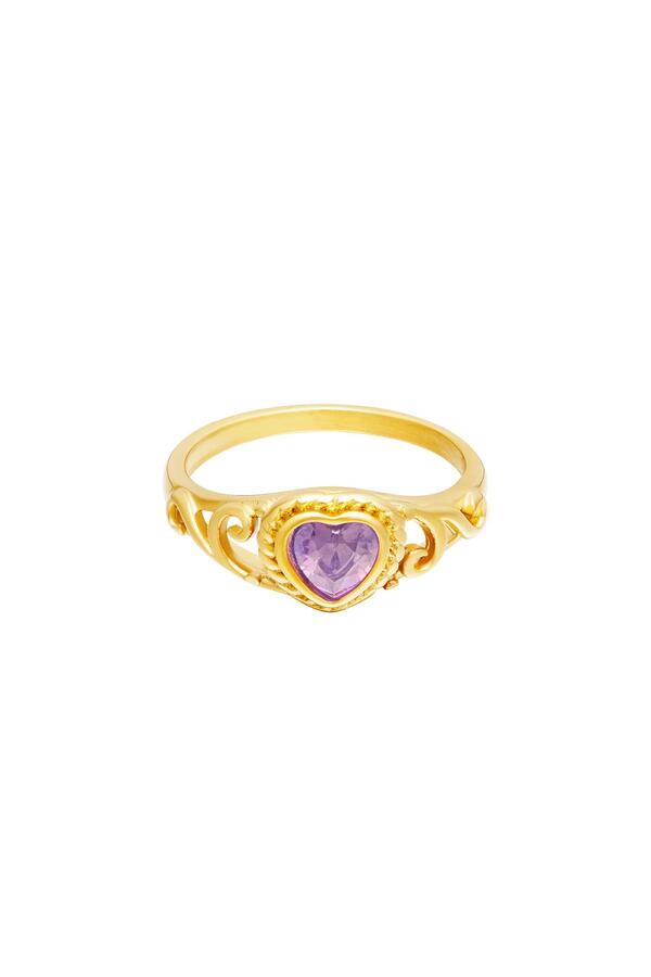 Stainless steel ring with zircon stone heart