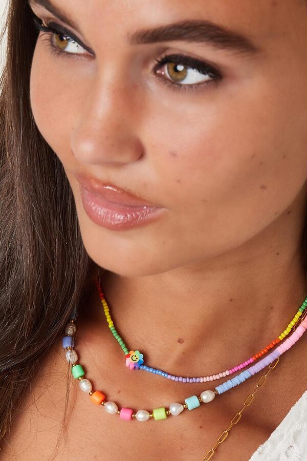 Flower smiley necklace - Rainbow collection